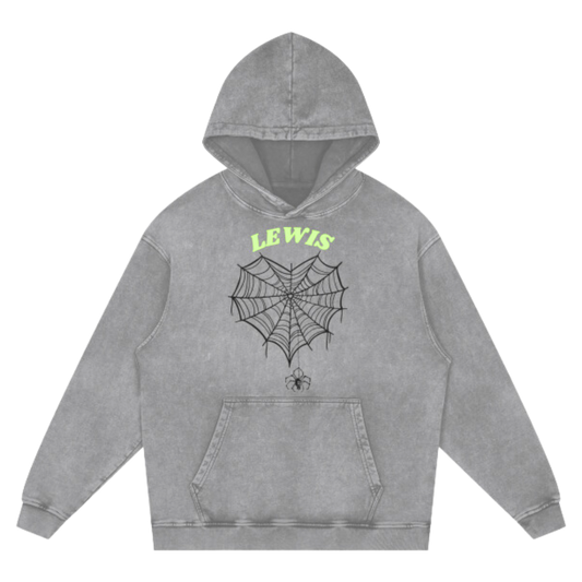 Lewis Webbed Heart Unisex Oversized Snow Wash Hoodie