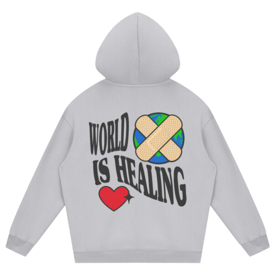 LEWIS World Is Healing Streetwear Unisex Fleece Hoodie