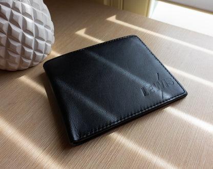LEWIS Black Genuine Leather Mens Wallet