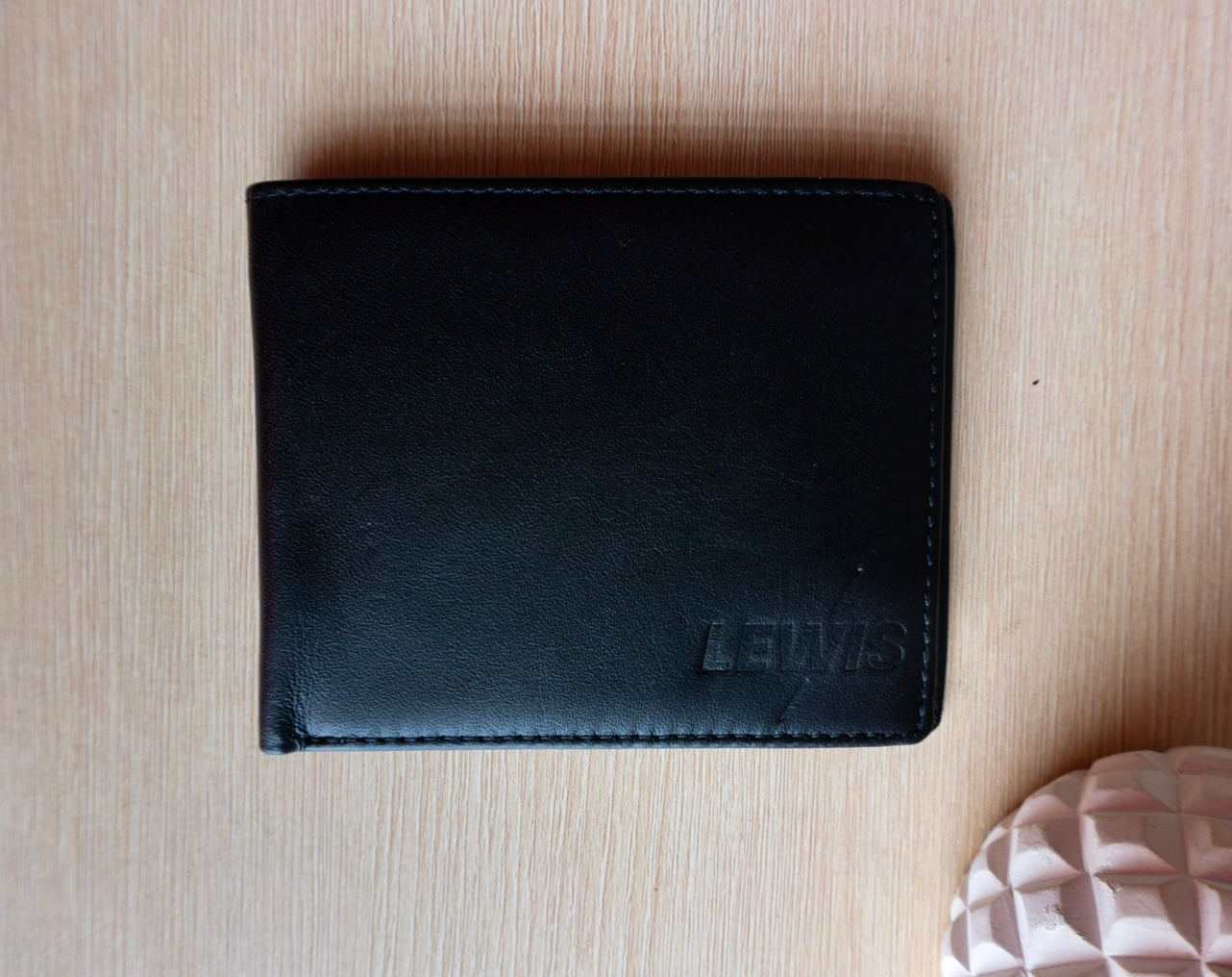 LEWIS Black Genuine Leather Mens Wallet
